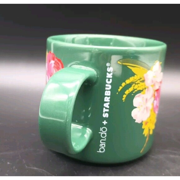 STARBUCKS BAN.DO HOLIDAY 2018 LIMITED EDITION GREEN FLORAL CERAMIC MUG 12 OZ - Picture 5 of 8